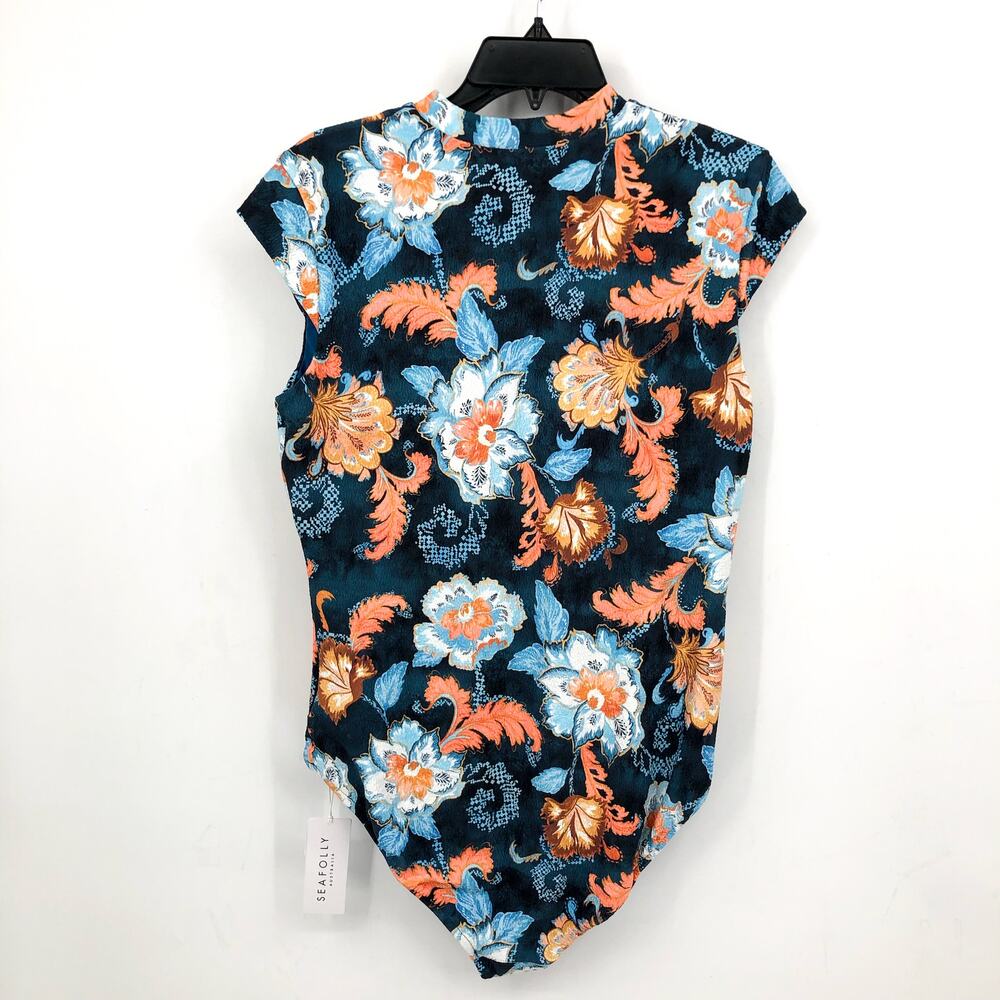 SEAFOLLY Spring Festival Zip Front One Piece Swimsuit US 12 Navy Blue Floral NWT - Picture 9 of 13